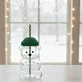 Christmas-themed Viral Platform-style Transparent Borosilicate Glass Bear-shaped Glass with Straw.