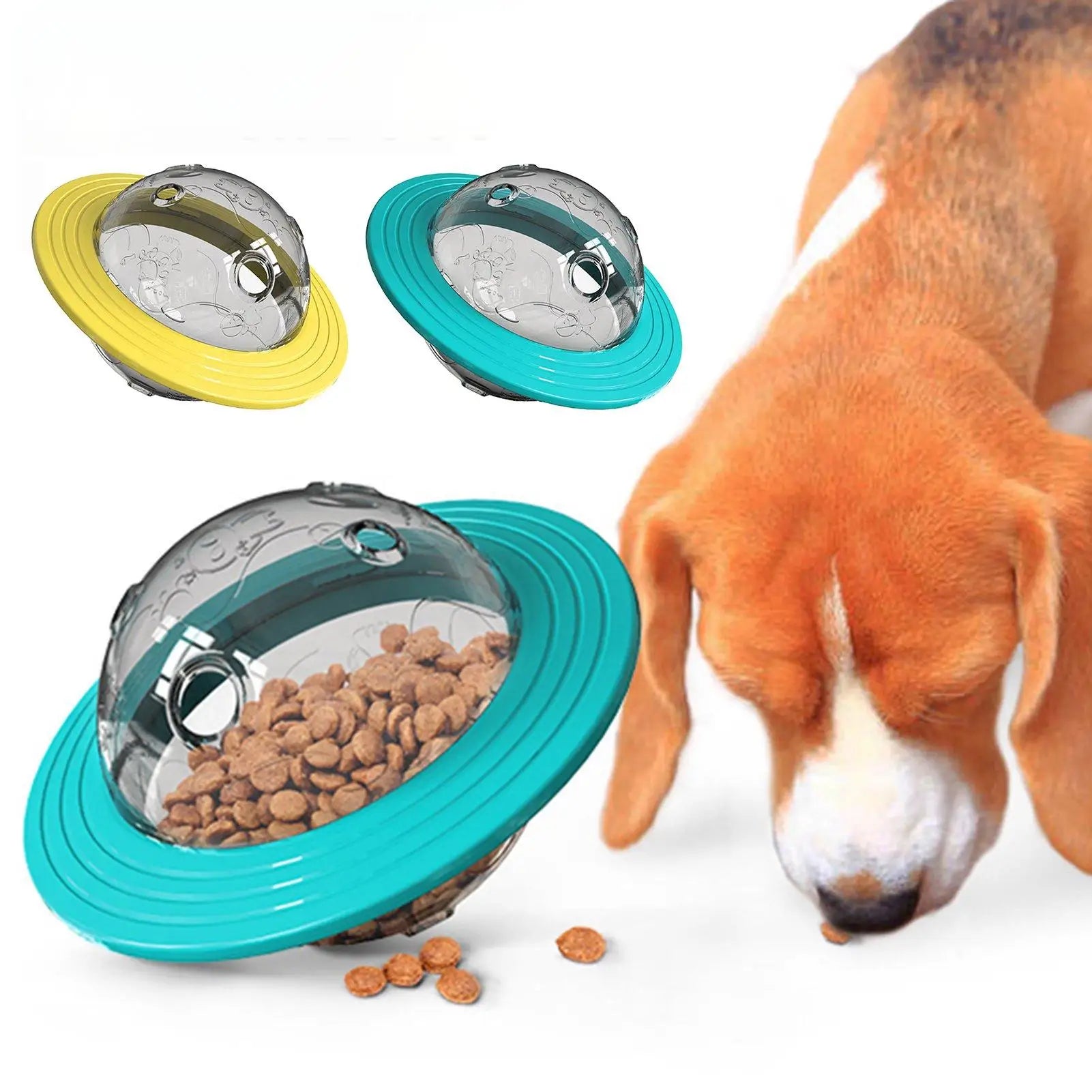 Planet Flying Saucer UFO Interactive Stimulationg Dog Treat Dispenser Dispensing and Slow Feeder Toy