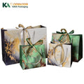 KAKA Luxury Marble Patterned Art Paper Gift Tote Bag with Ribbon Handles Custom Prtined Bags for Supermarket and Exhibition