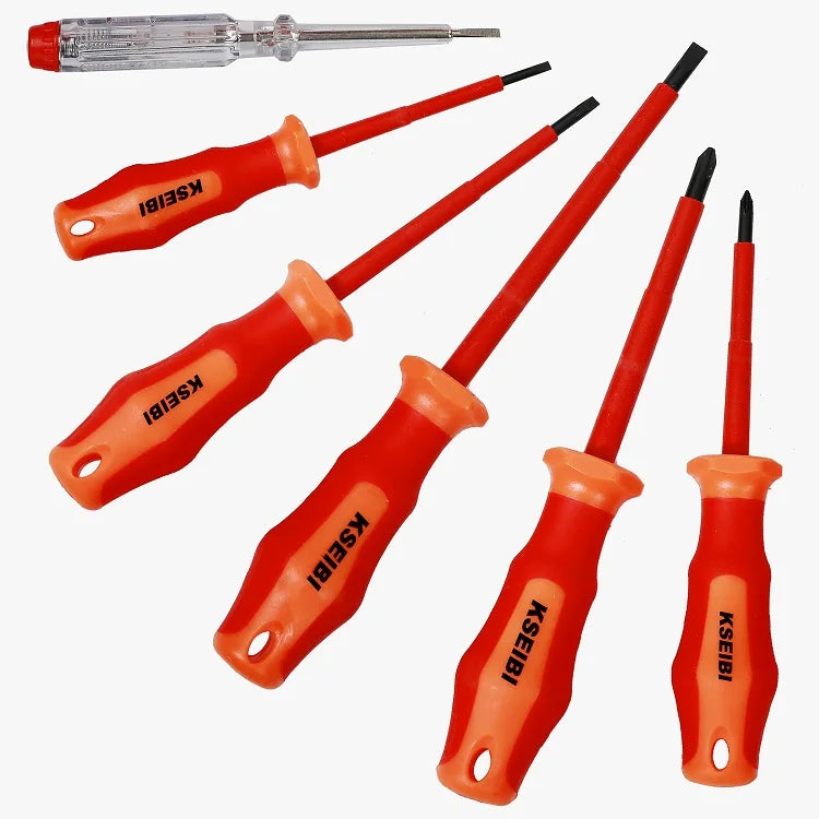 KSEIBI High Quality VDE INSULATED SCREWDRIVER SET 6-Pc for Ensure They Are Safe to Use When Working with Electricity up to 1000