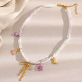 Dreamshow Summer Fashion Silk Ribbon Bow Charm Necklace 18k Gold Plated Fashion Jewelry MegaBDM