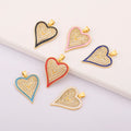 QIKU Trendy 6-Color CZ Heart Charms 18K Gold Plated Copper Pendants for DIY Jewelry & Gift Making