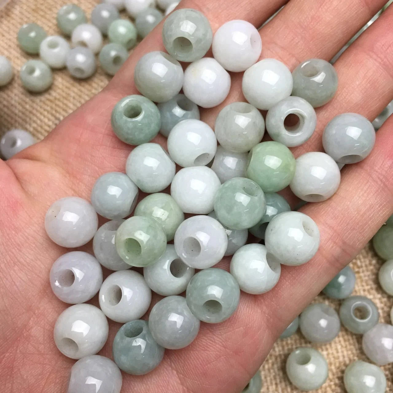 Wholesale Burmese Burma Jade Beads Big Hole for Necklace Bracelet Bangle