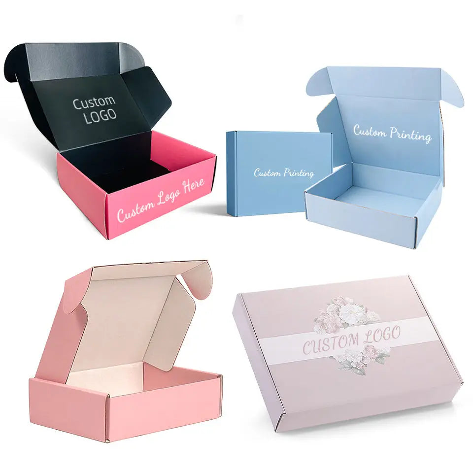 Luxury Light Pink Rigid Paper Mailer Box Packaging Gift Cardboard Shipping Boxes With Custom Logo