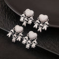 Wholesale Silver Tone Heart Pendant Set Multi Figure Charms with Full Zircon Inlay Family Theme Jewelry for Necklace Making