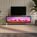 Wooden Panel Design Electronic Fireplace Coffee Table Modern Luxury Gold Living Room Furniture with Bluetooth Connection
