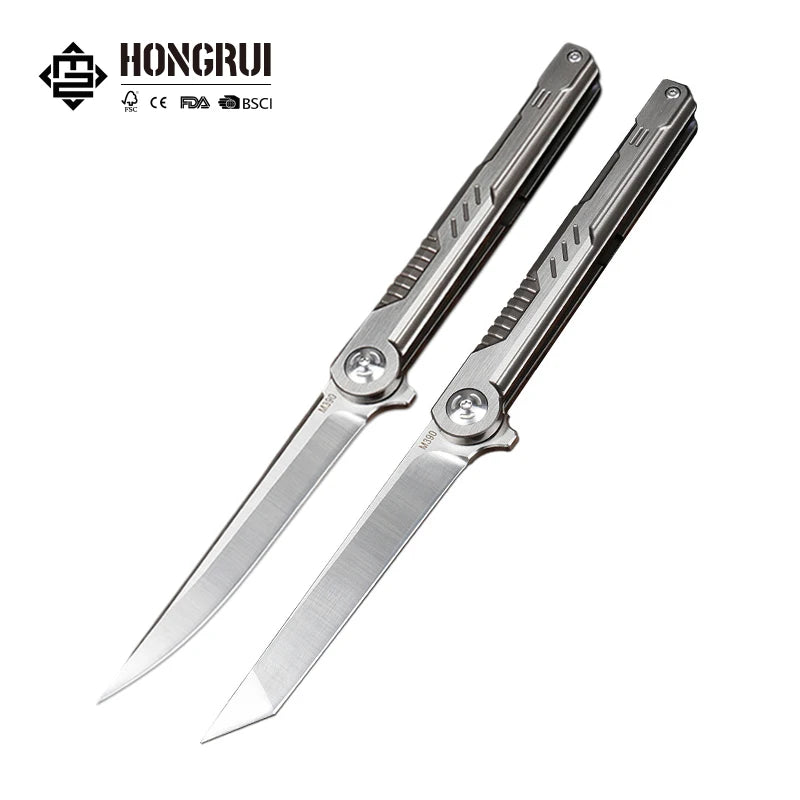 2026 New Design CNC M390 Steel Outdoor Folding hunting Survival Knife Titanium Alloy CT-4 Handle for Camping Easy to Carry