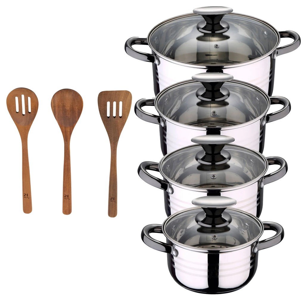 8-piece stainless steel cookware set suitable for induction cooktops San Ignacio Premium Collection + San Ignacio AGROS