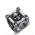 Low MOQ Jewelry Tarnish Free Unisex Biker Punk Stainless Steel Classic Princess Cut 18K Gold Plated Wholesale Skull Rings