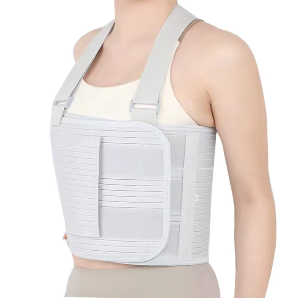 Breathable Rib Fracture Support Belt | Adjustable Chest Wrap Bandage for Broken Ribs Relief for Men and Women