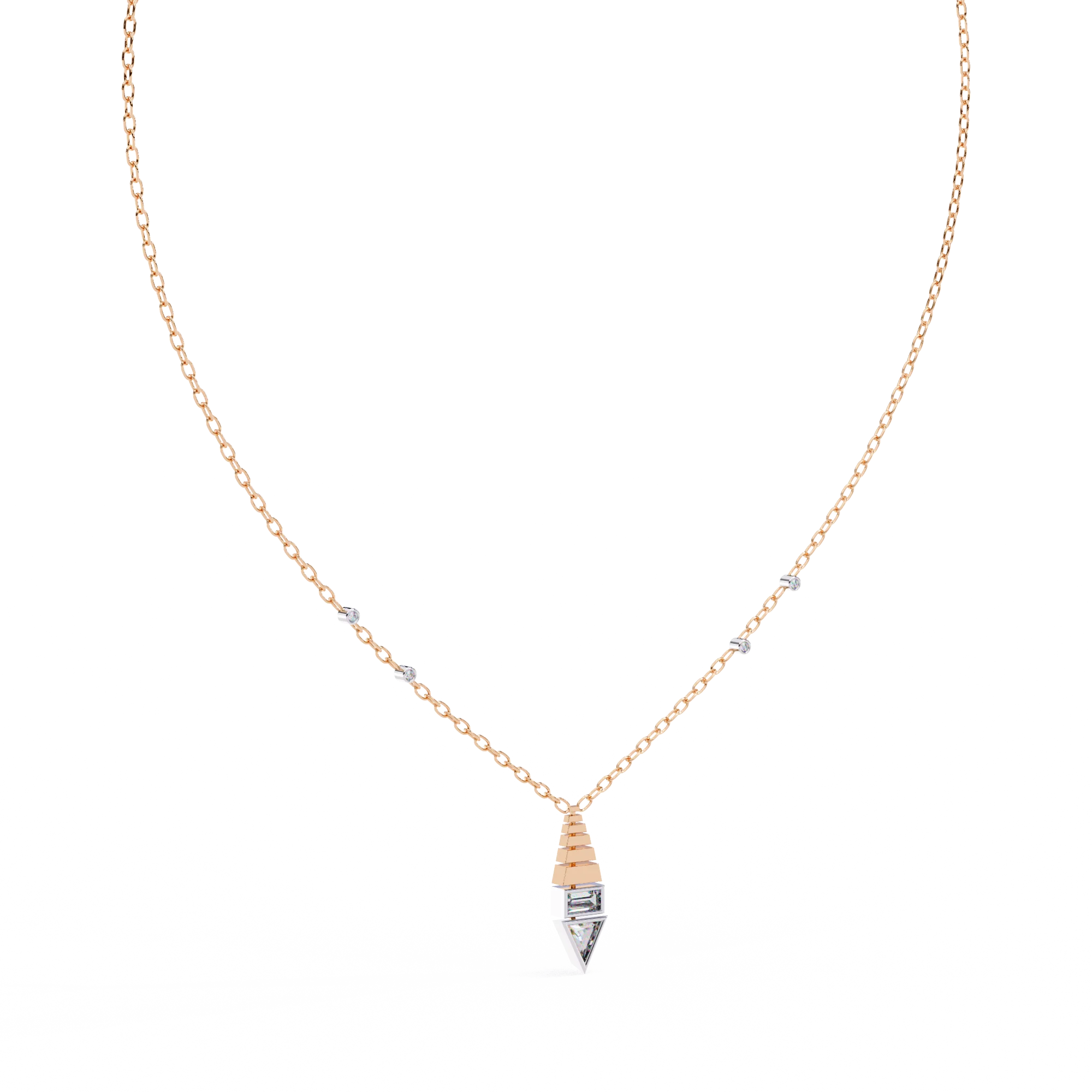 IGI Certified Lab Grown Diamonds 14K Gold Plated Platinum Pendant Trendy Symmetry Excellent Glamourous Design Chain for Women
