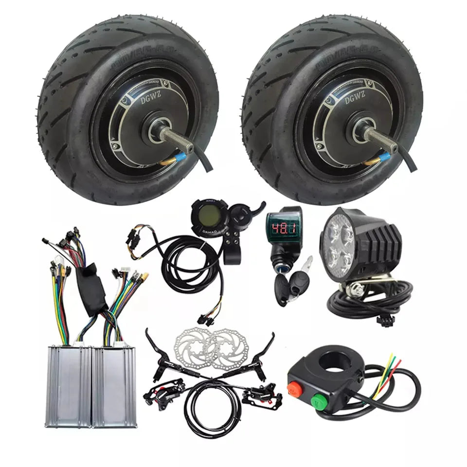 CD-[With Tire]90/65-6.5 11 Inch 48V 60V 1000W 1500W Brushless Hydraulic Brake Disc Brake Dual Scooter Hub Motor Conversion Kit