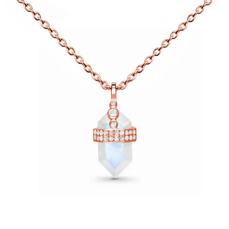 Low MOQ Christian Classic 925 Sterling Silver Zircon Bullet Natural Stone Charm Necklaces Party Wholesale