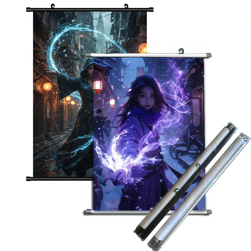 Customized Full-Color Dye Sublimation Printed Silk Polyester Hanging Poster for Bedroom Display Accessories