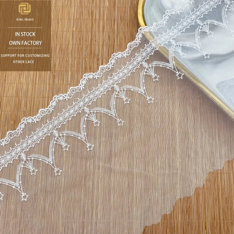 Polyester Filament Mesh Lace for Clothing & Home Fabric Accessories Water-Soluble Embroidery Barcode Lace for Shoes Bags