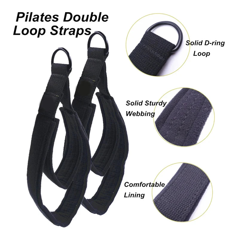 Custom  Pilates Core Bed Wooden Pilates Reformer Accessories Double Loops Ring Straps for Sale