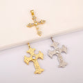QIKU Cross Pendant Necklace Silver Hip Hop Retro Crucifix Charm Religious Jewelry DIY Zircon Unisex Charm for Jewelry Making