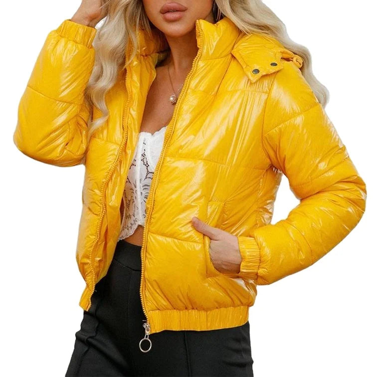 Wholesale Ladies Long Winter Reversible Puffer Coat Plus Size Warm Hooded Sequined Decoration Wool Lining Waterproof Knitted