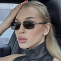 Custom Logo 2025 Vintage Frameless Rectangle Sun Glasses UV400 Shades Rimless Square Sunglasses for Women