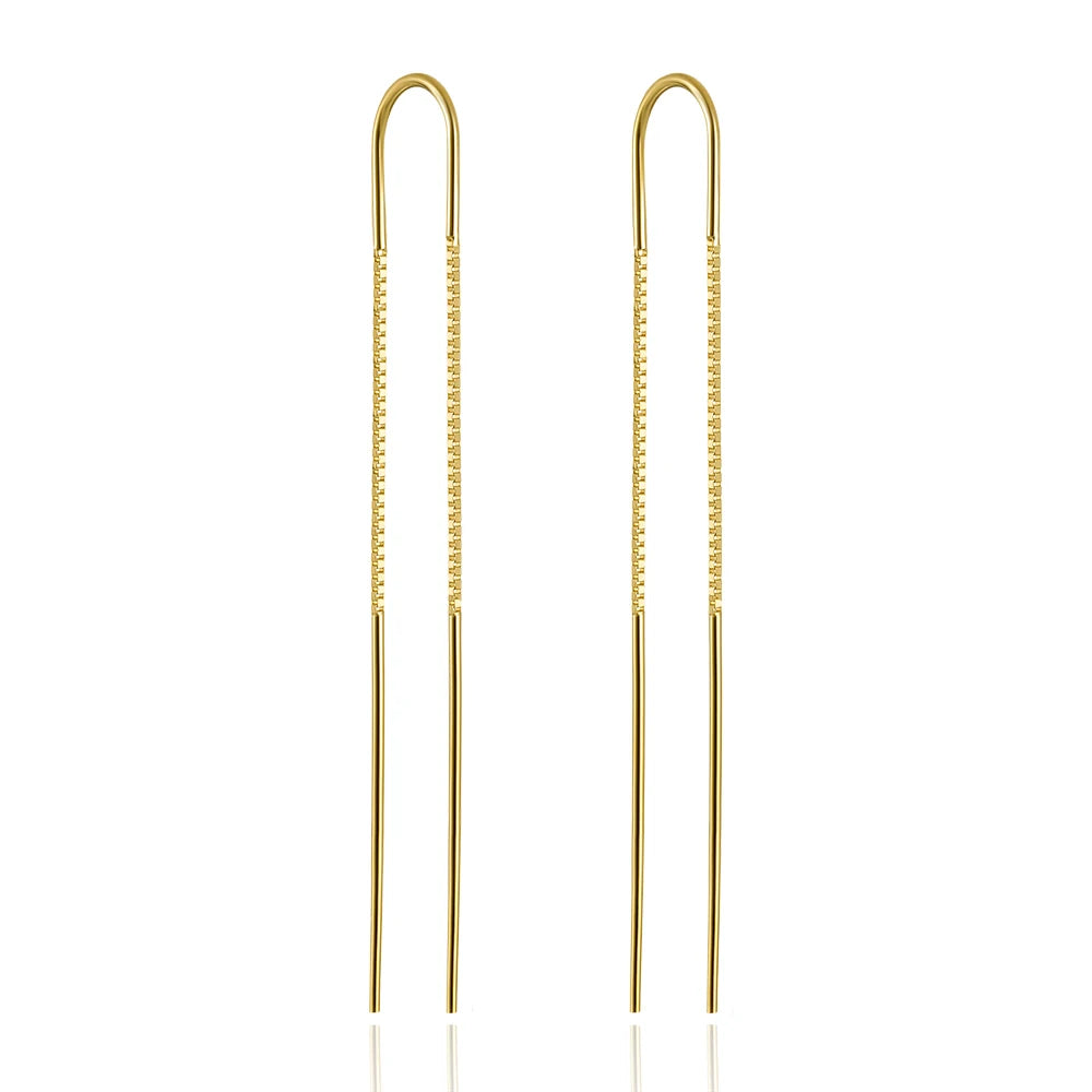 CANNER 925 Sterling Silver Long Chain Tassel Threader Earrings Wire 18K Gold Minimalist Snake Earrings Stud Find Jewelry Women