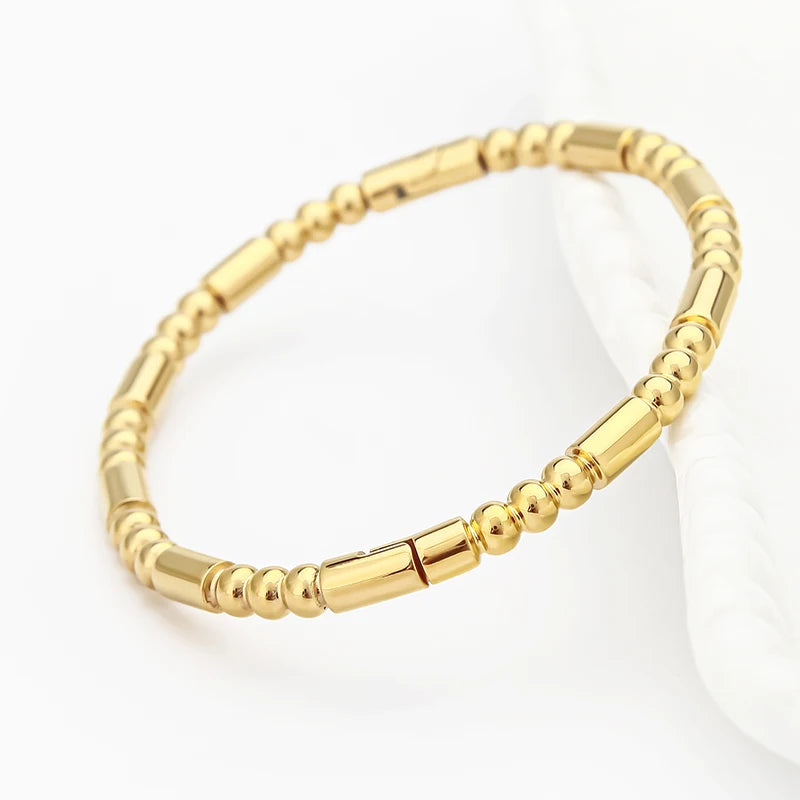 Minimalist 18K Gold Plated Bamboo Bracelet Hypoallergenic Fine Stainless Steel Bangles Clasp Design Fashion Jewelry Bracelets
