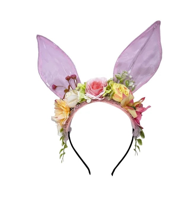 Pafu Easter Cosplay Accessories Flower Crown Rabbit Ear Hairband Long Ear Bunny Headpiece  Easter Rabbit Ear Headpiece