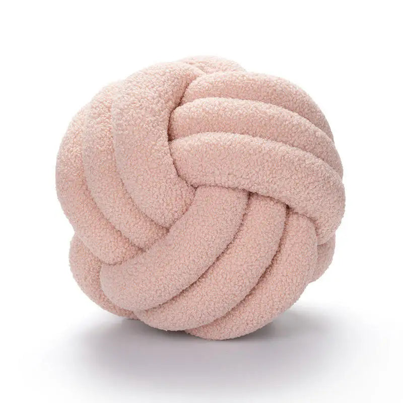Handmade Knot Soft Round Throw Pillow Ball Bedroom Decor Waist Cushion Pillow for Couch Car Office White Pink Red
