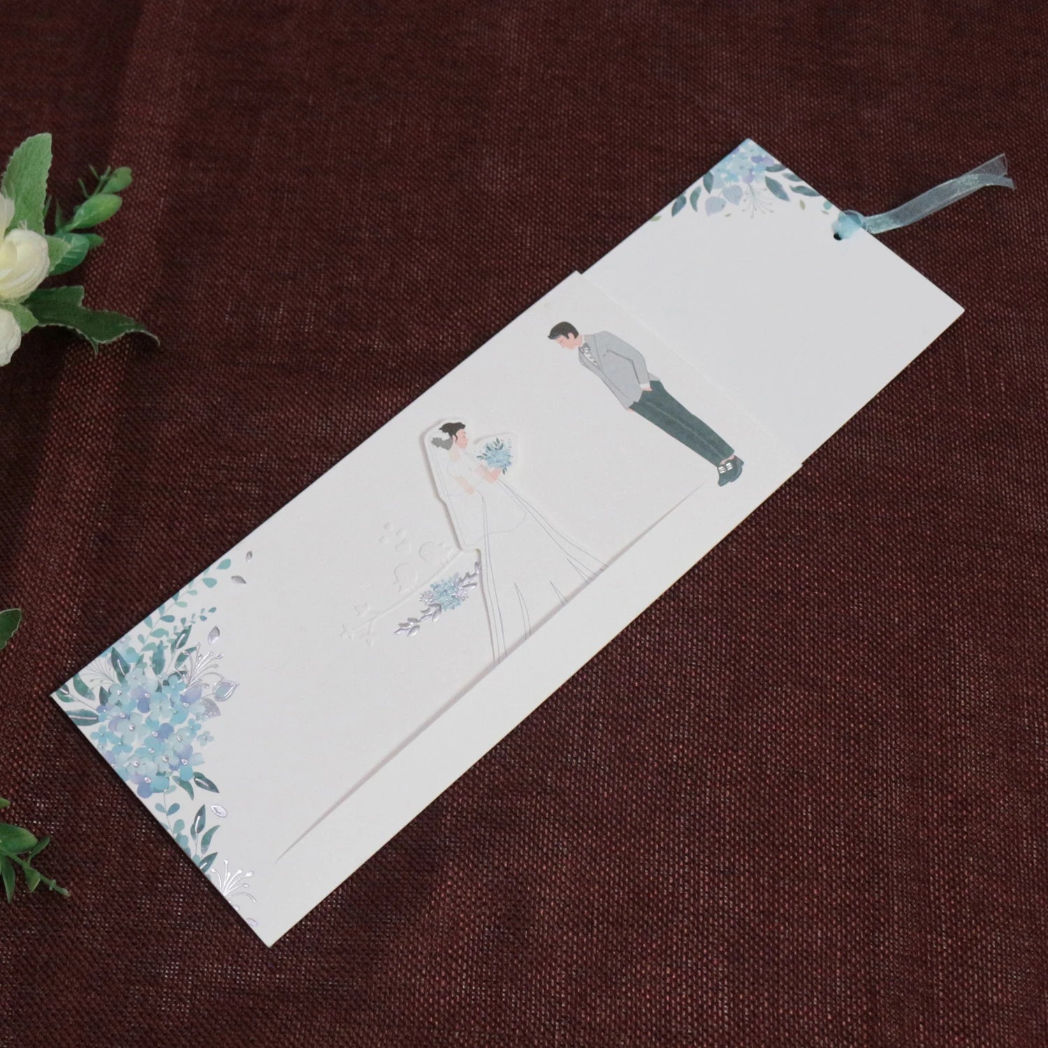 Luxury Sliding Wedding Invitation With Customizable Text and Artistic Couple Illustration