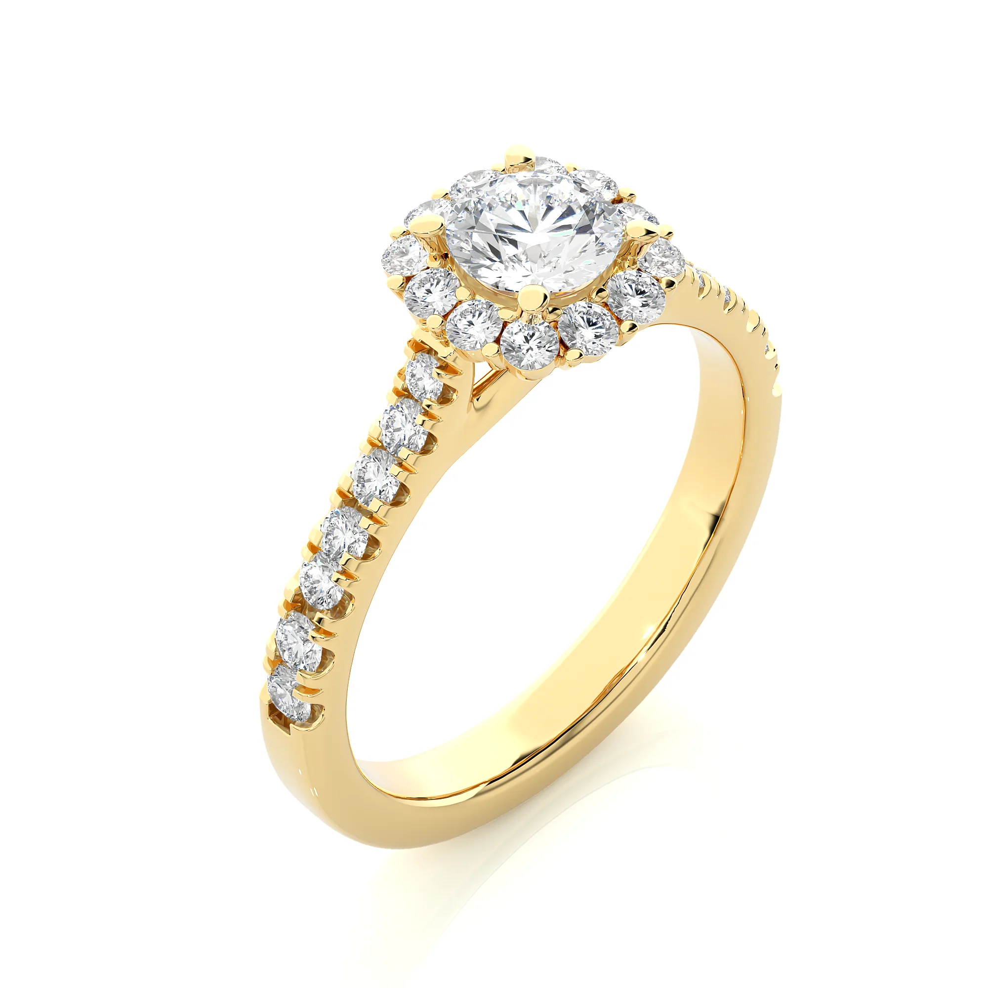 IGI Certified Lab Grown Engagement & Wedding Ring 925 Sterling Silver & 14K Gold Plated Classic Brilliant Cut Diamond Ring