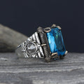 Azuris Custom Logo 925 Sterling Silver Ottoman Style Men's Ring Naturel Black Stone Handmade in Turkey VALKH1573