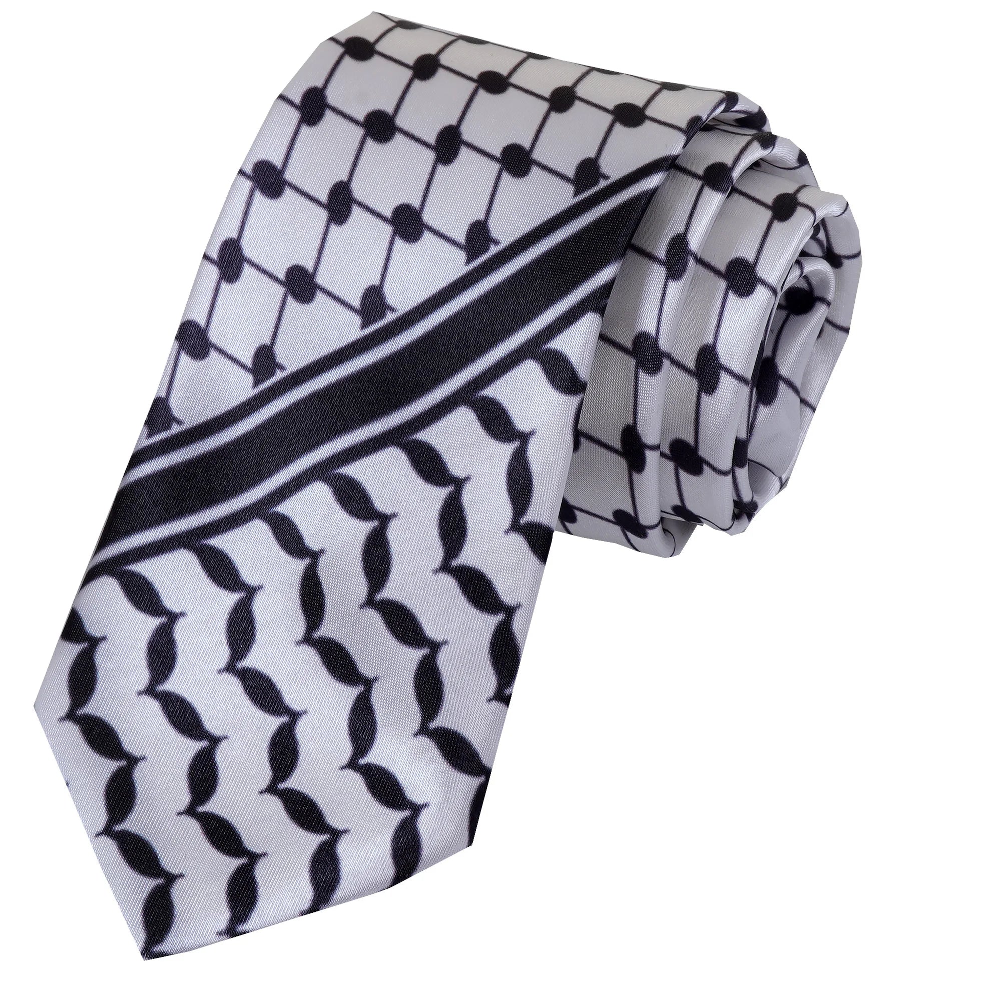 Palestine Keffiyeh Designer Black Red Green Flag Color Necktie Polyester Print Bag Woven Customization Your Logo Made Turkiye