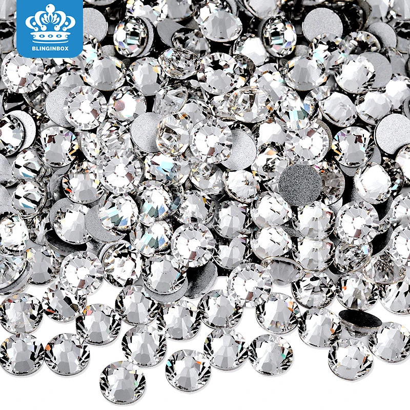 Blinginbox Wholesale P01 Crystal Non-Hotfix Nail Gems  Loose Silver Foil Back Crystal Rhinestones for Nail Art