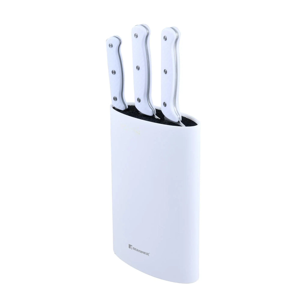 Bergnrt NATURALLY 3-Piece Knife Set (Chef + Santoku + Multipurpose) with Stainless Steel Block