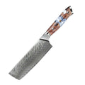 KEENHOPE Professional 7 Inch Japanese Damascus Steel VG10 Knife Nakiri Knife Chef Kitchen Knife Set Maple Burl and Resin Handle