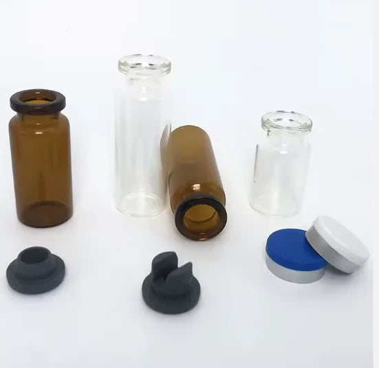 Glass Vial Injection Bottle With Aluminum Caps and Rubber Stopper