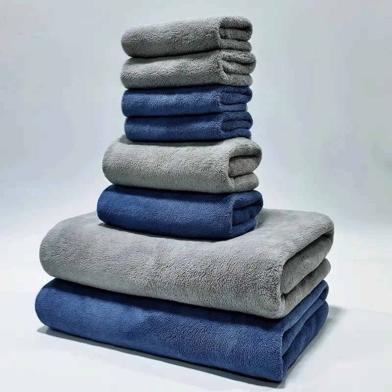 8-Pack Lightweight Coral Fleece Bath Towel Set Quick-Dry Highly Absorbent Super Soft for Bathroom Use