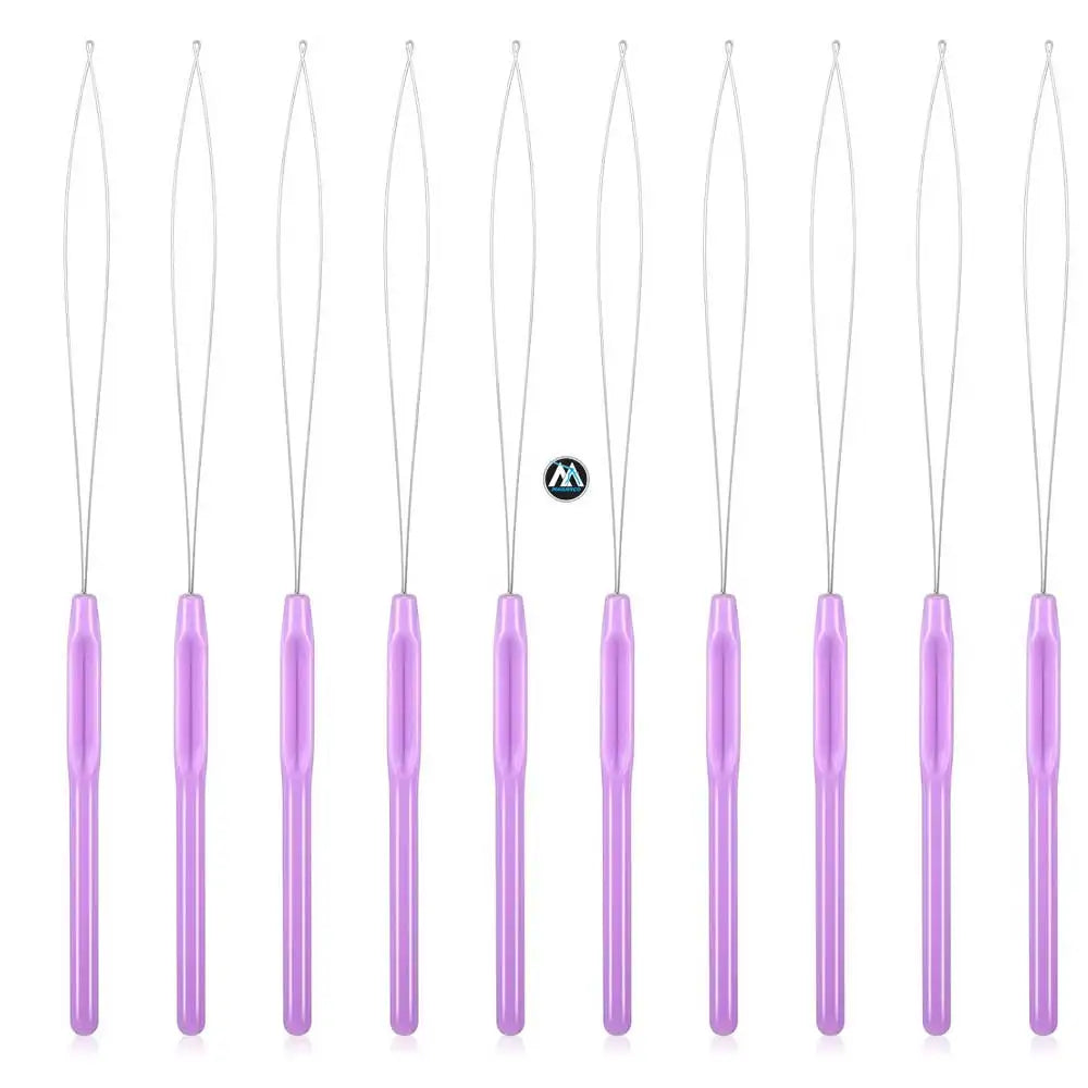 10-Piece Hair Extension Tool Set Loop Needle Threader Pulling Hook Bead Device for Easy Hair Styling