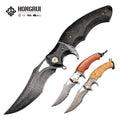 Hongrui New Desgin Survival Knife CNC Damascus HRC62 Hunting Folding Knife High Quality 33 Layers of SUS316L Steel for Camping