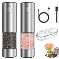 Electric Dry Spice Grinder 95 ml Stainless Steel Automatic Rechargeable Electric Salt and Pepper Grinder Set with Storage Tray