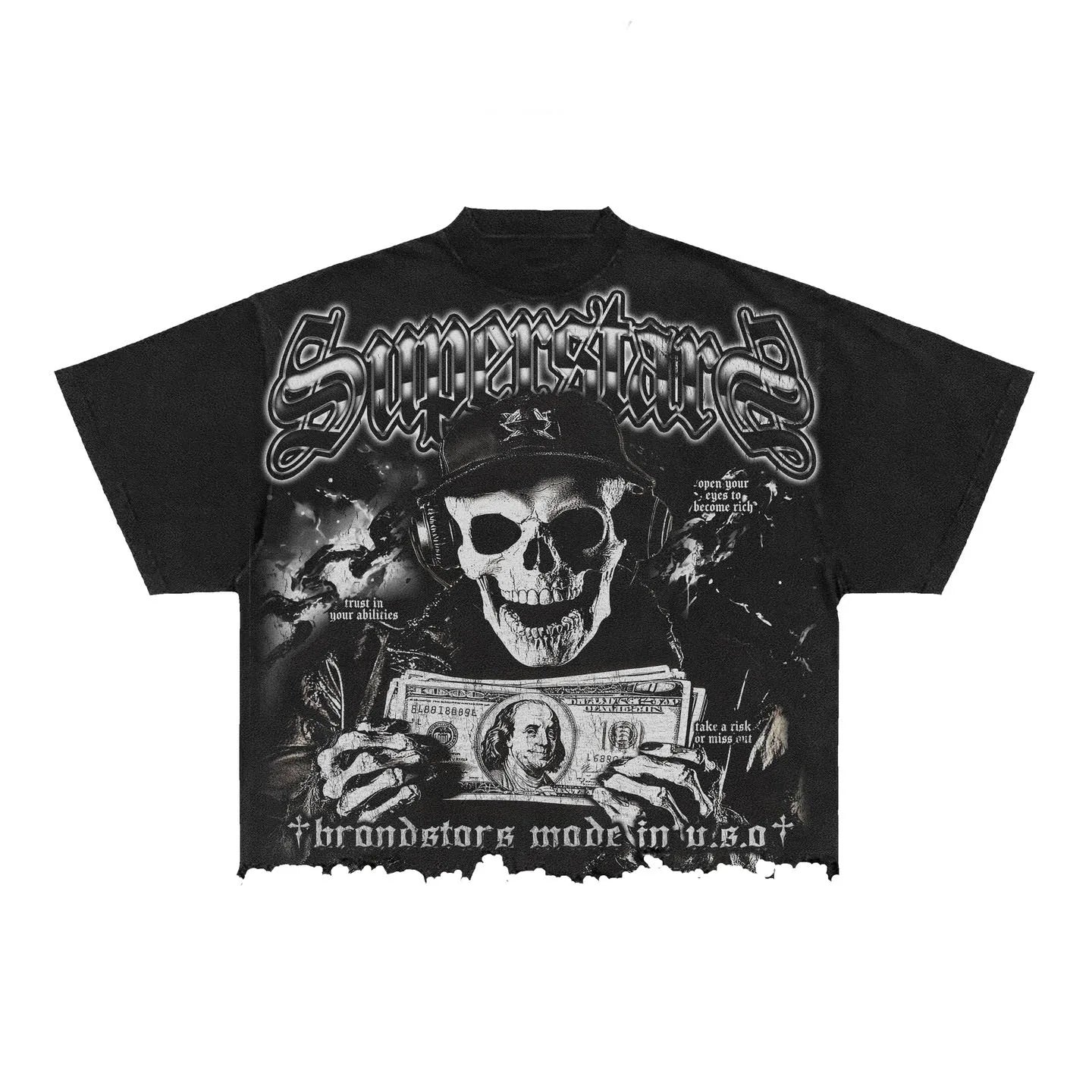 OEM 200g Acid Wash Custom DTG Streetwear Heavyweight Oversized Men's T-Shirts Loose Fit Distressed Bottom Silk 100% Cotton