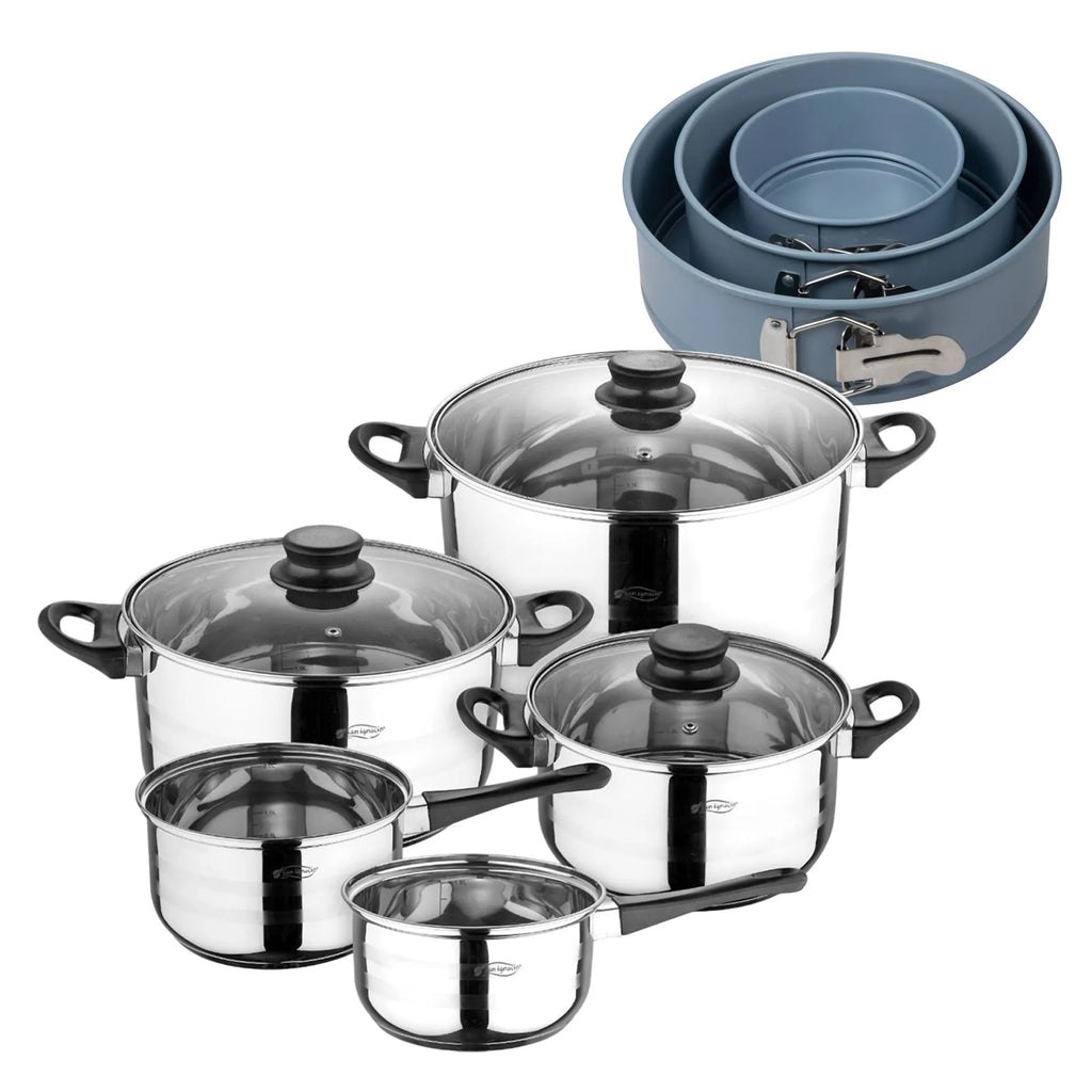San Ignacio Eight-Piece Cookware Set + Set of 3 Round Baking Pans 121822cm NOIA San Ignacio