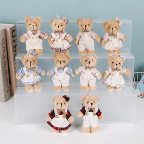 Hot Key Chain Stuffed Animals Toys Keychain Floral Burlap Teddy Bear Plush Doll Backpack Charm Ornaments Plushie Keychains Toys