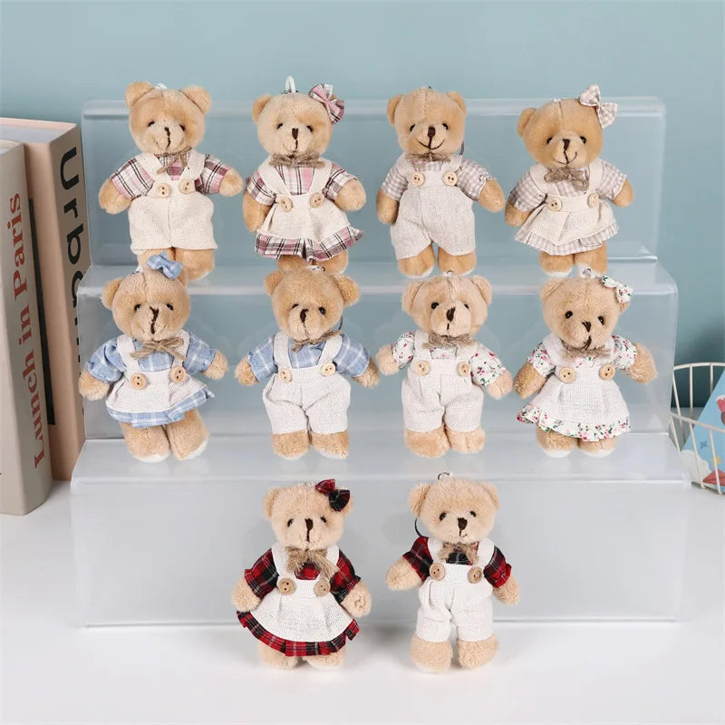 Hot Key Chain Stuffed Animals Toys Keychain Floral Burlap Teddy Bear Plush Doll Backpack Charm Ornaments Plushie Keychains Toys