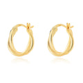Minimalist Sterling Silver 925 Fashion Jewellery 18K Gold Plated Twisted Circle Wave Hoop Earrings for Women