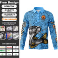 Wholesale OEM Sublimation UPF50 Sun Protection Mens Fishing Polo Shirts Polyester Quick Dry Fishing Long Sleeve Collar Shirts