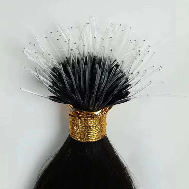 2024 Hot Selling Double Drawn Virgin Cuticle-Aligned  Plastic Nano Tip Hair Extension  Flexible F-tip Black Straight