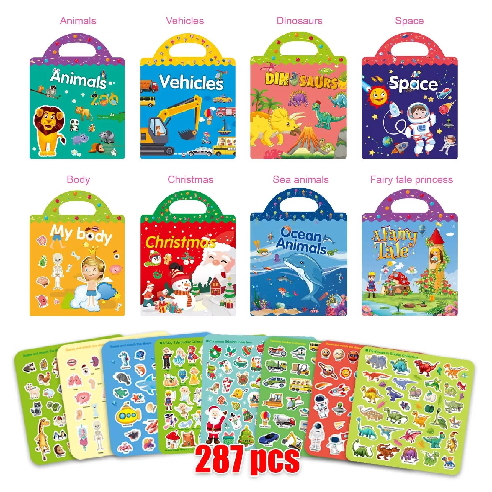 Wholesale Sticker Books Early Education Concentration Training Animal Dinosaur Decorative Sticker Books