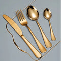 Party Stainless Steel Spoon and Fork Juego De Cubiertos Gold Plated 4pcs Cutlery Set Gold Flatware 4 Piece Set