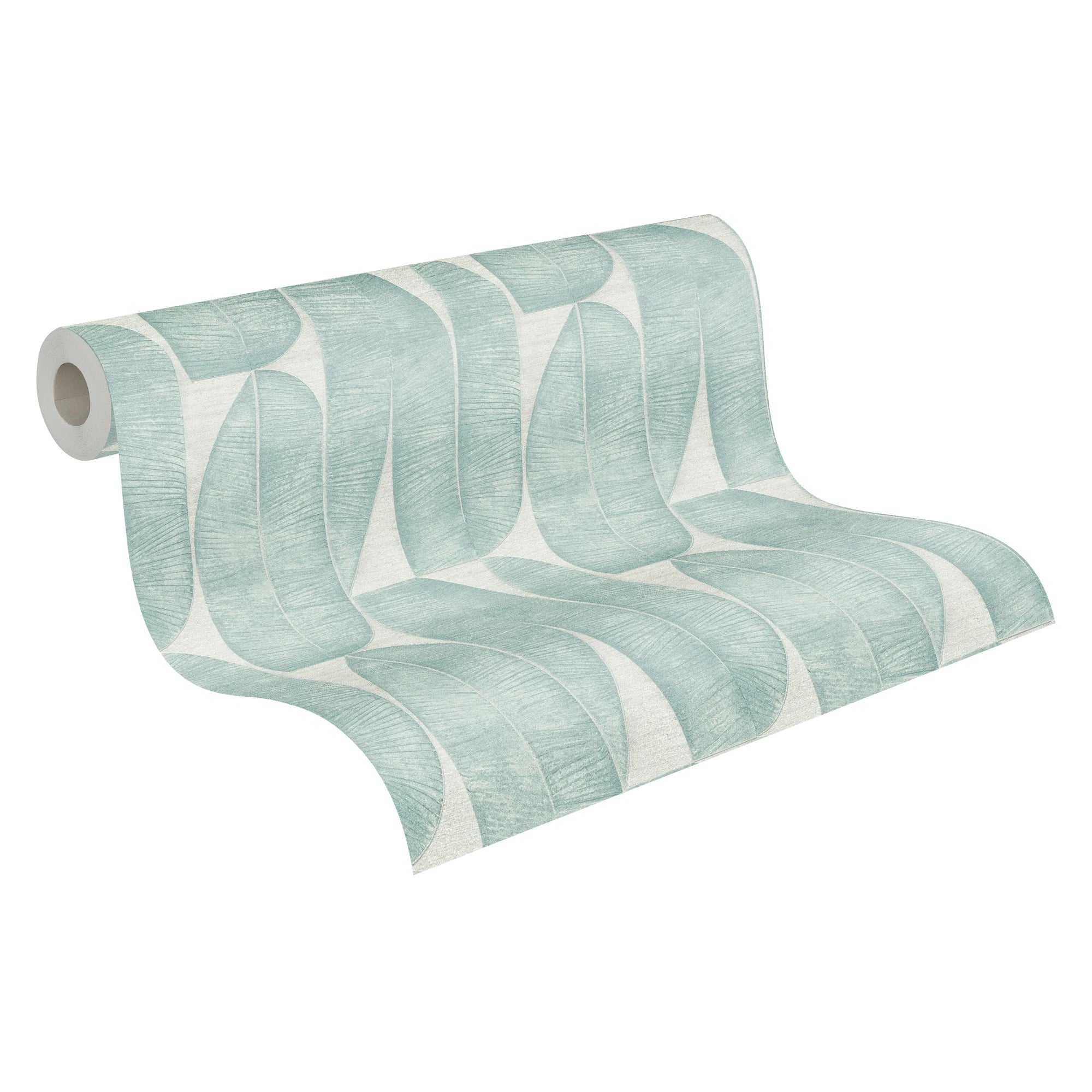 Germany Made Modern Banana Leaf Grey Blue Turquoise Non Woven Vinyl Wallpaper Rolls 1005x0.53m Highly Hotel Bathroom