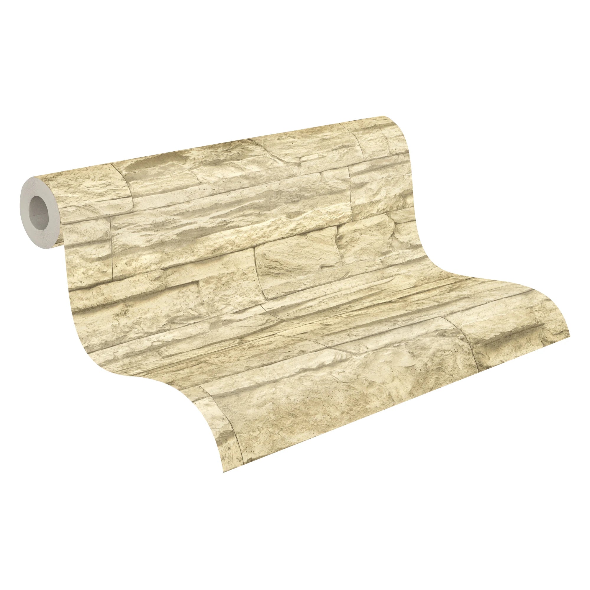 Made in Germany - Wallpaper rolls Stone Beige Cream - Non Woven Vinyl - Modern Wallpaper Stone Look for Walls - 1005 x 053 m